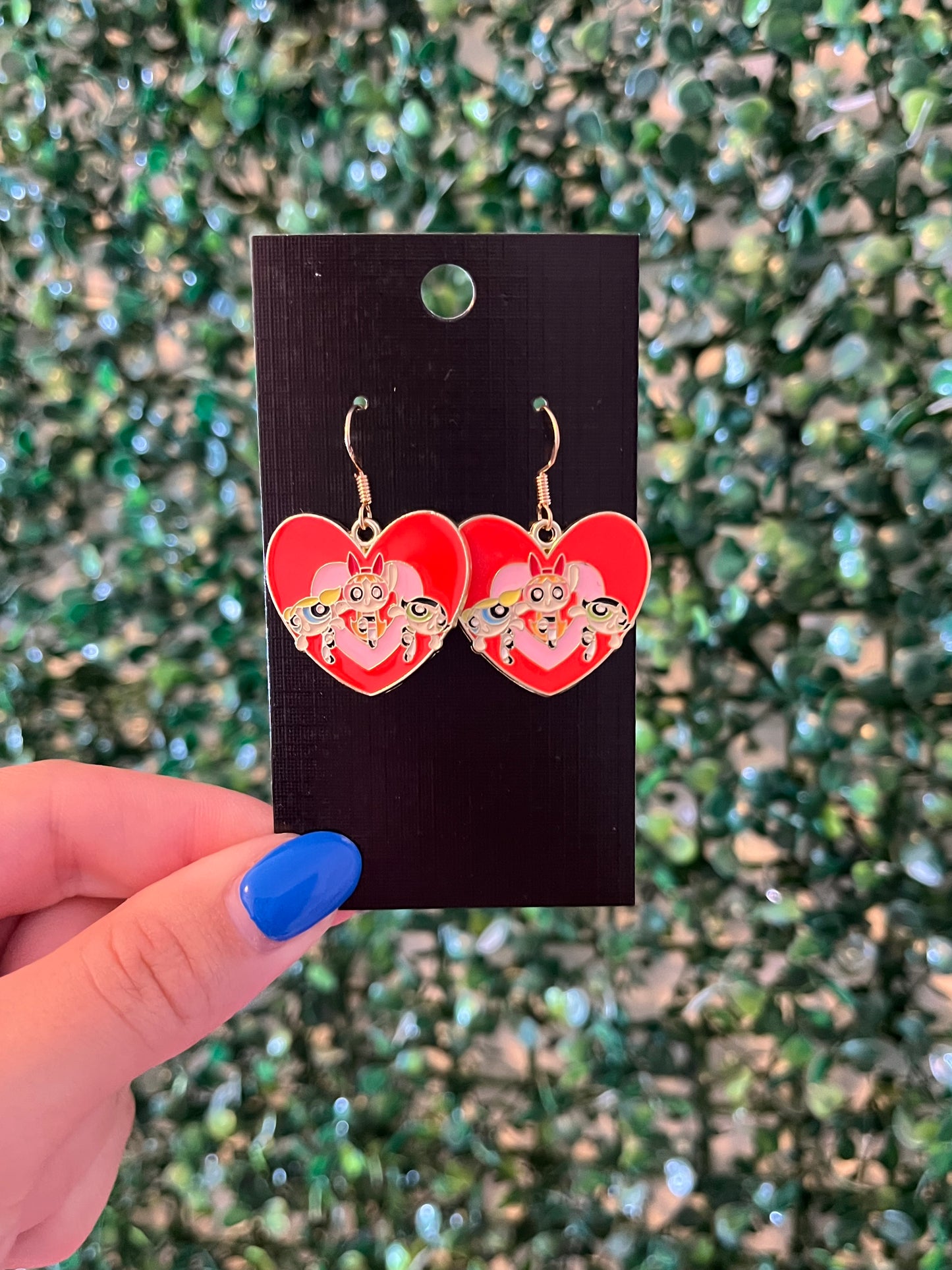 Girl group inspired enamel 925 sterling silver hook earrings.