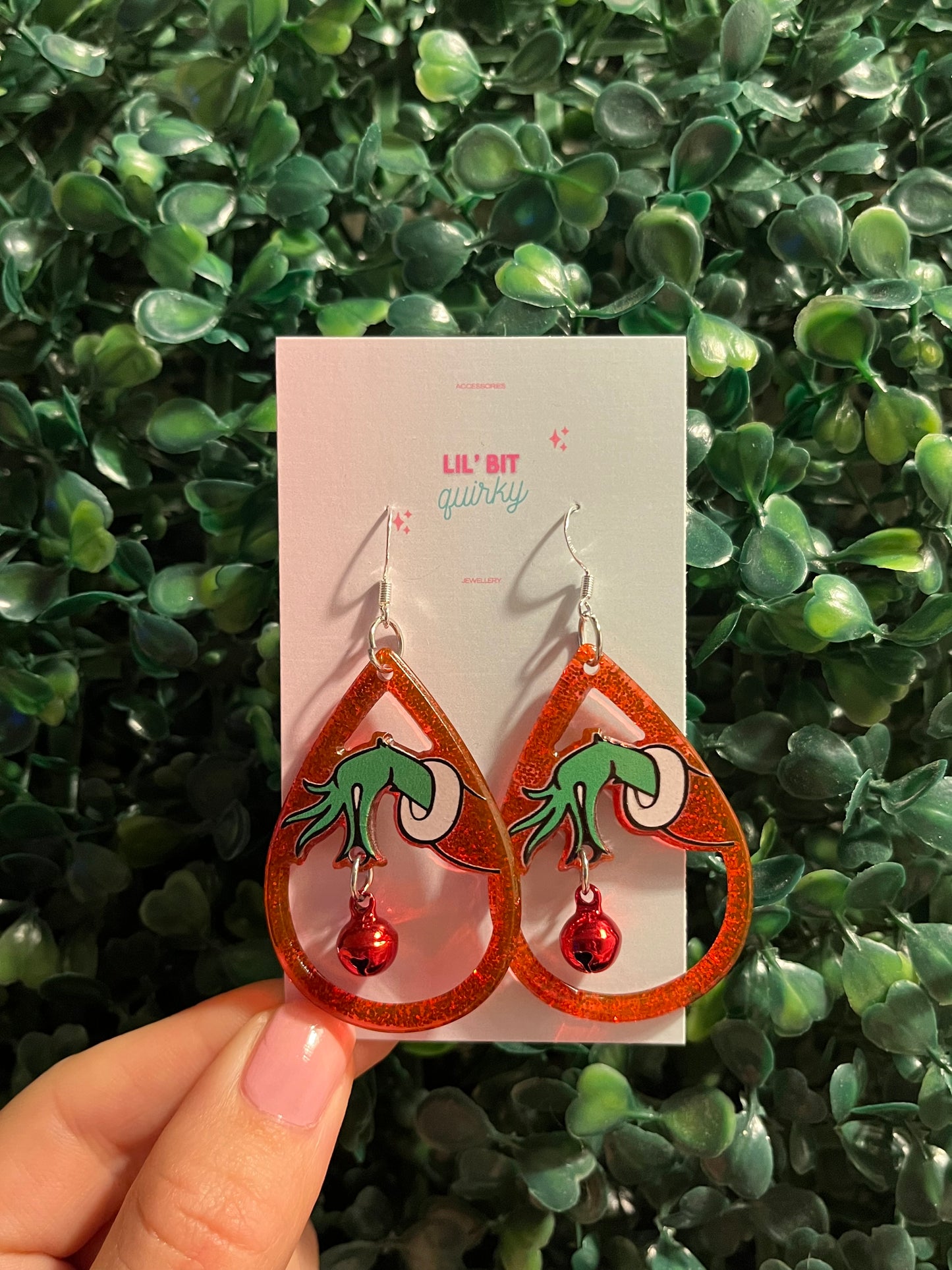 Grinchy Christmassy 925 sterling silver hook earrings