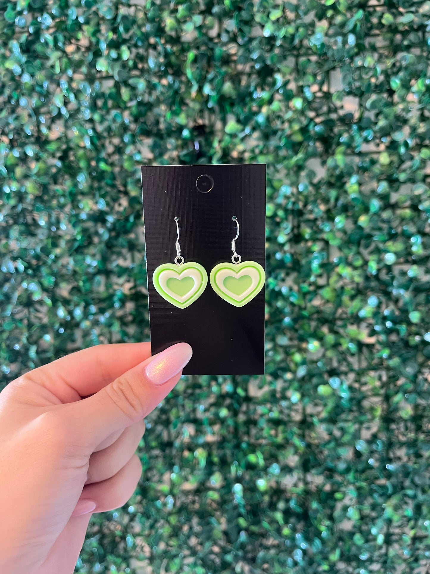 Coloured outline heart 925 sterling silver hook earrings.