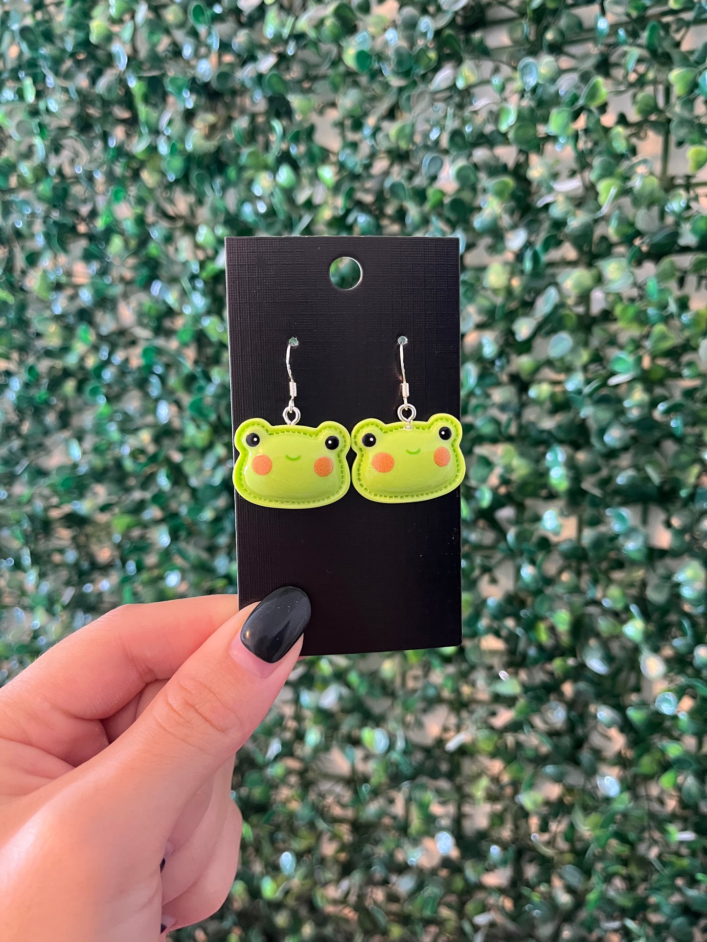 Cute frog 925 sterling silver hook earrings.