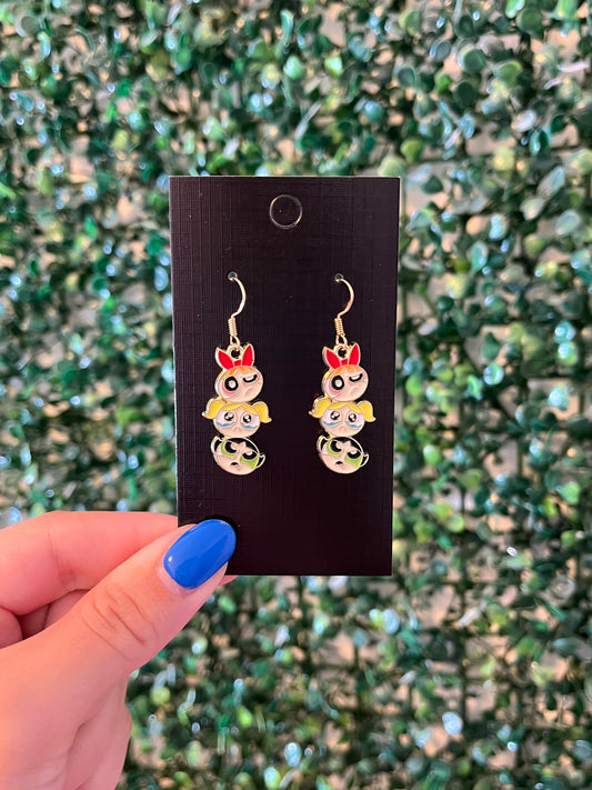 Girl group inspired enamel 925 sterling silver hook earrings.