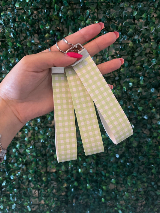 gingham cute pastel summery wristlet keyring keychain key fobs for car keys.
