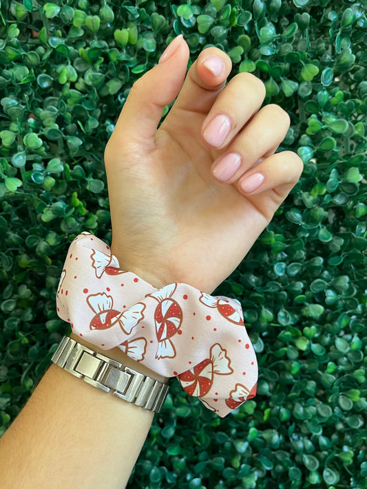 Handmade peppermint swirl hair scrunchie