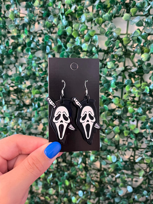 Ghost keyring horror movie 925 sterling silver earrings