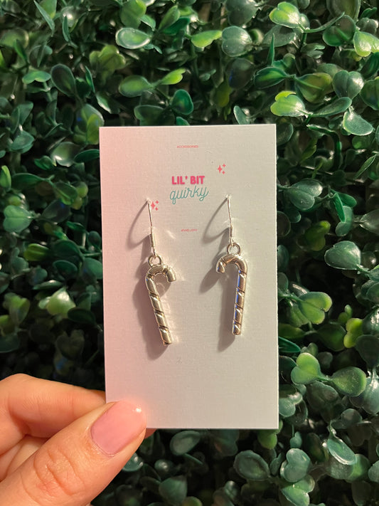 Beautiful candy cane 925 sterling silver hook earrings