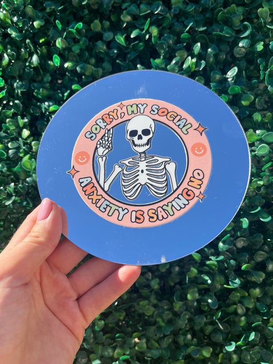 Social anxiety says no quote self adhesive wall mirror