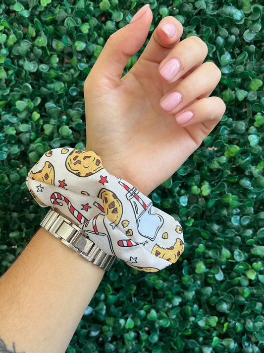 Handmade Christmas cookies and milk hair scrunchie