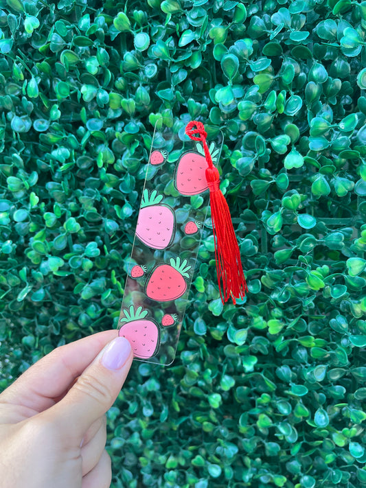 Strawberry acrylic bookmark with tassel