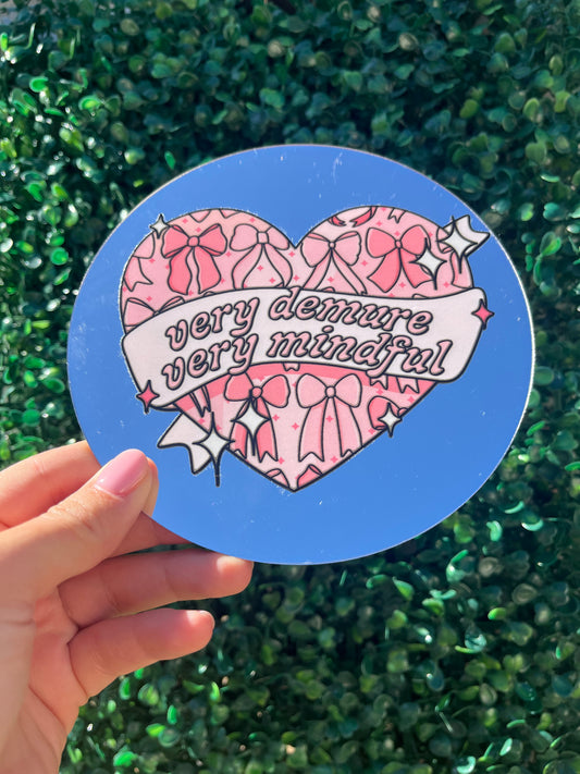 Very demure very mindful quote self adhesive wall mirror