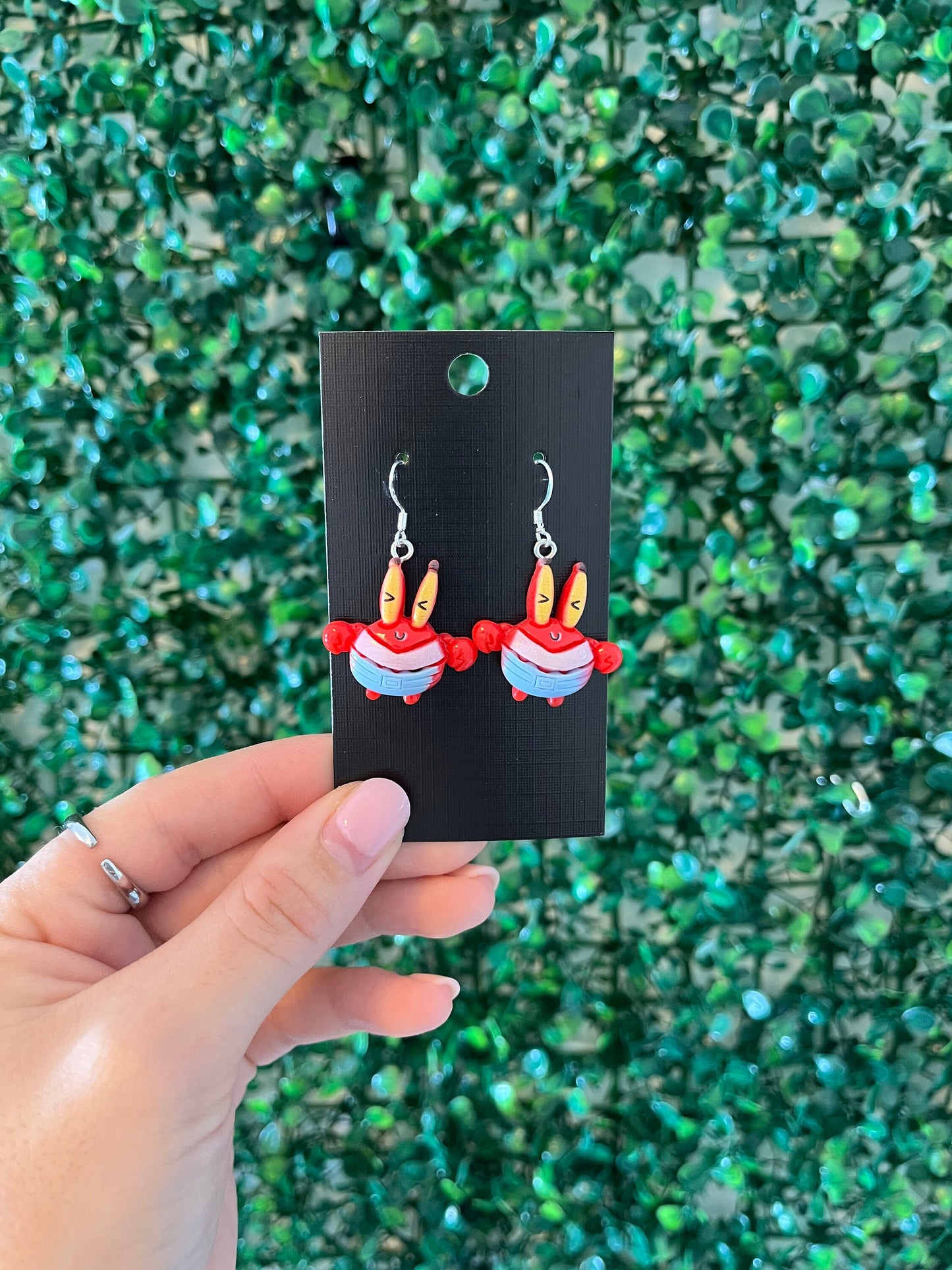 Yellow pink red and green character 925 sterling silver earrings