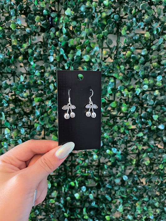Cherry 925 sterling silver hook earrings.