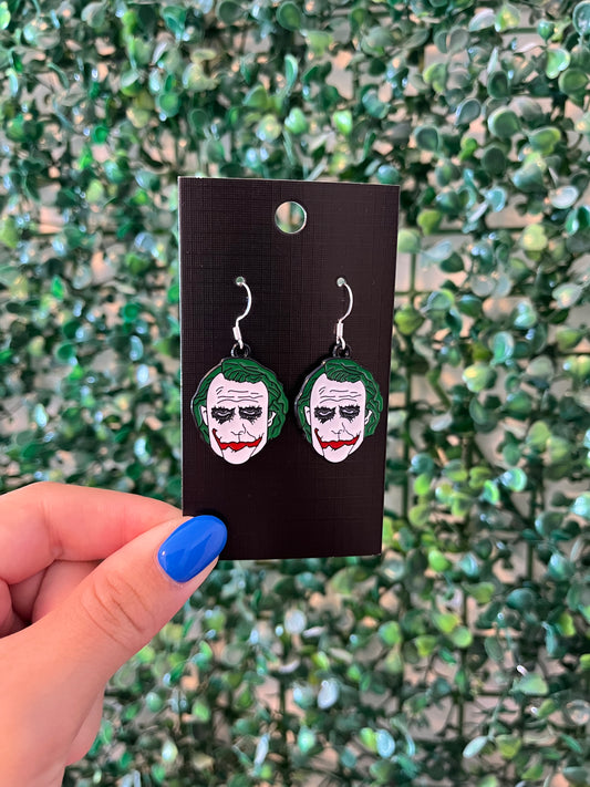 Green haired horror figure movies 925 sterling silver hook earrings.