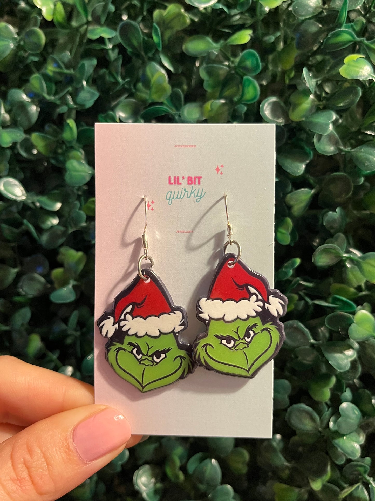 Grinchy Christmassy 925 sterling silver hook earrings