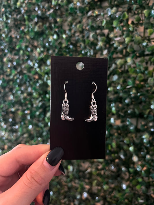 Cowgirl boots 925 sterling silver hook earrings