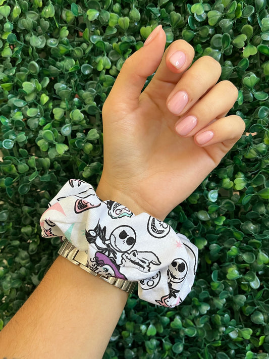 Handmade skeleton and friends hair scrunchie