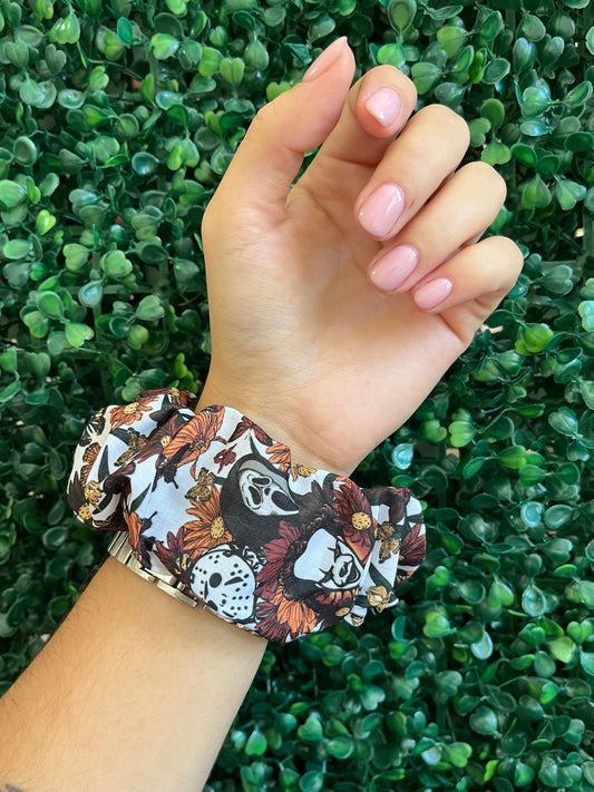 Handmade autumnal horror scrunchie