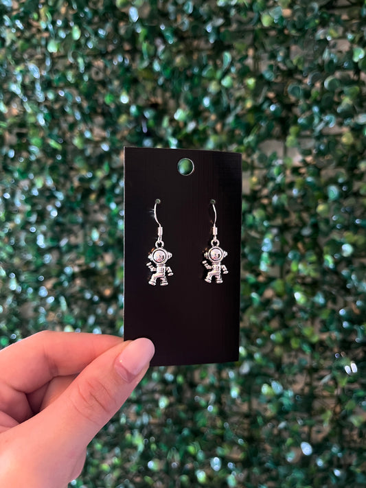 Astronaut 925 sterling silver hook earrings.