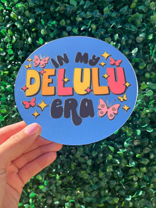 In my delulu era quote self adhesive wall mirror