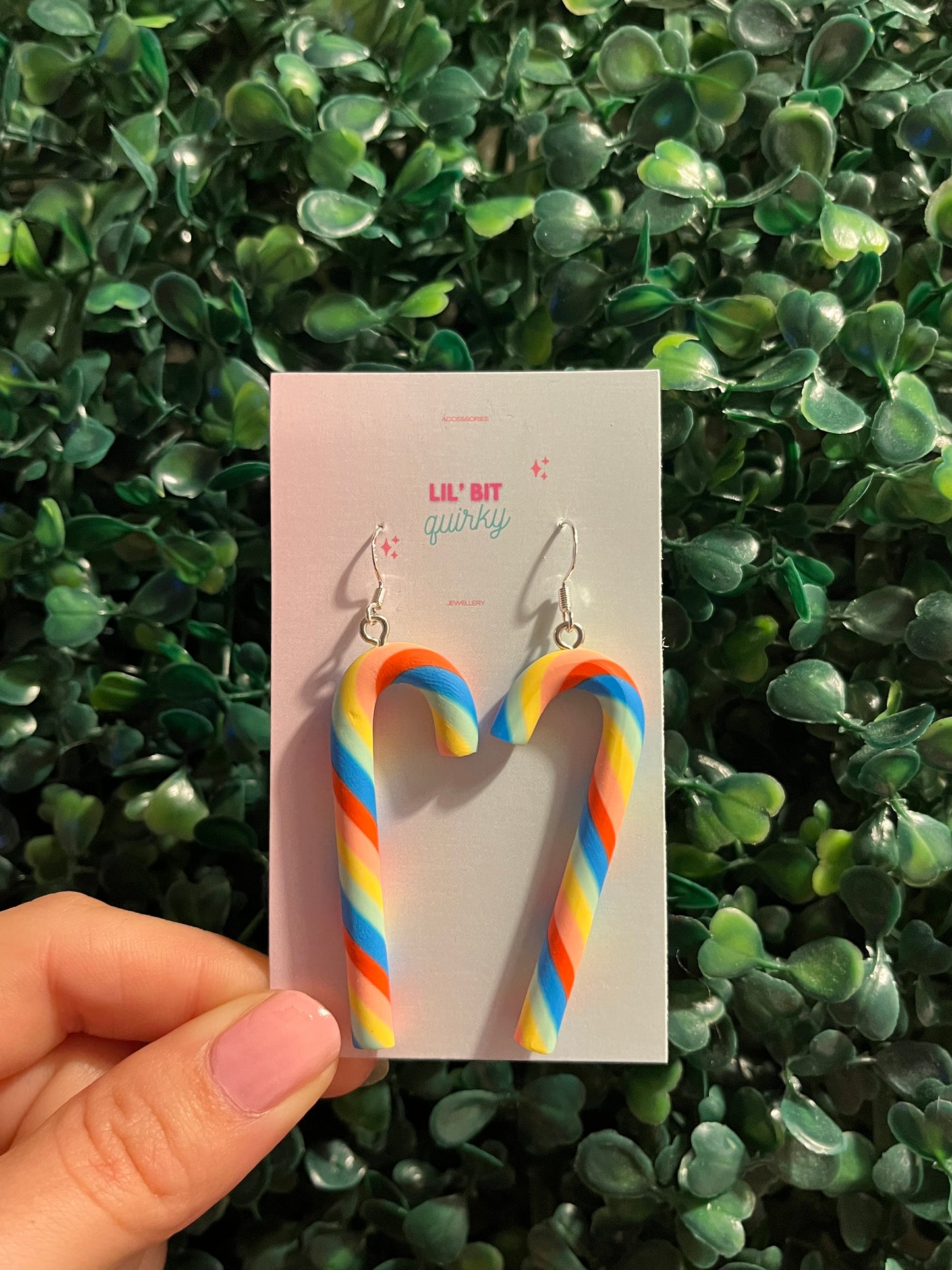 Candy cane 915 sterling silver hook earrings