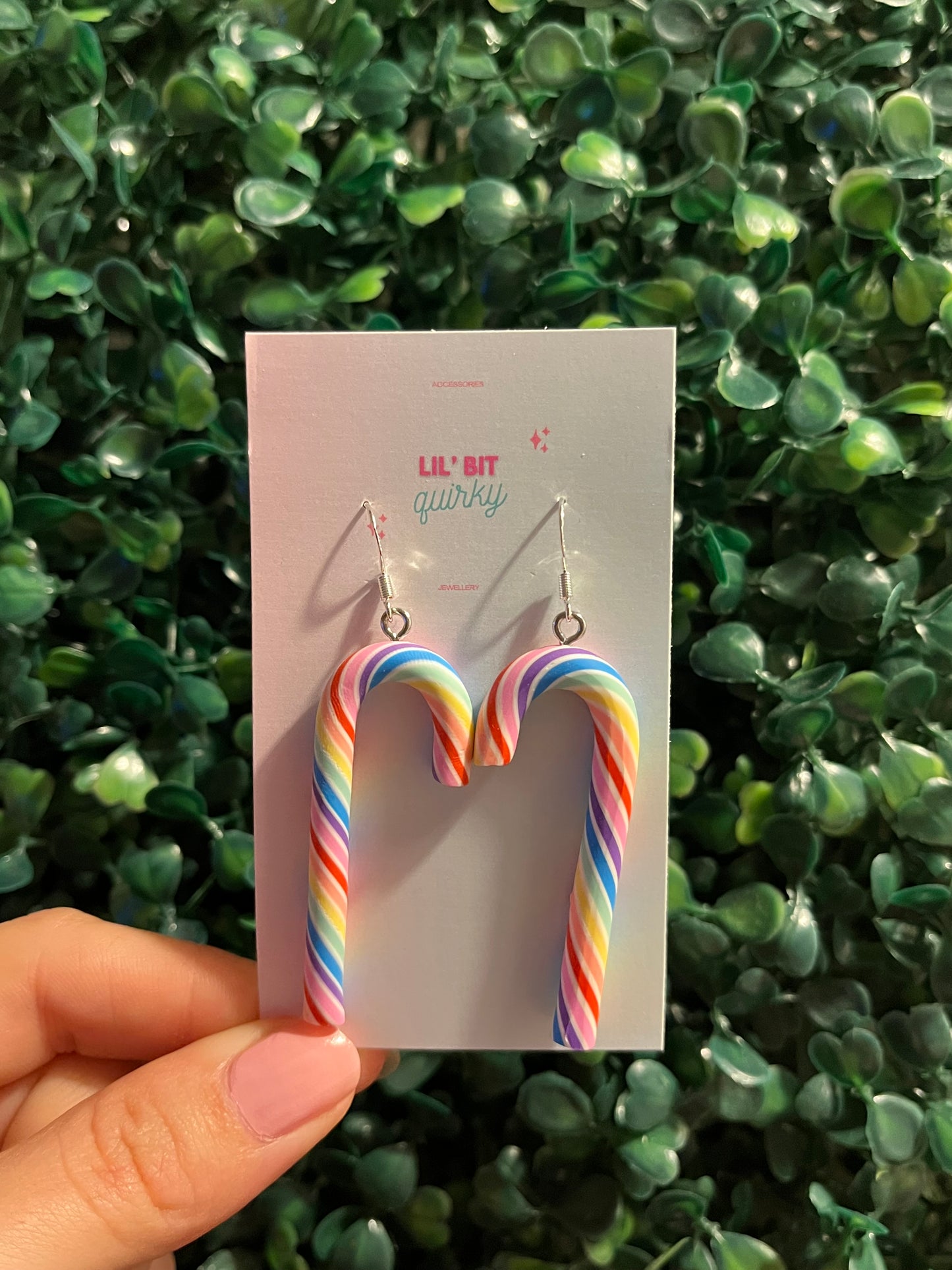 Candy cane 915 sterling silver hook earrings