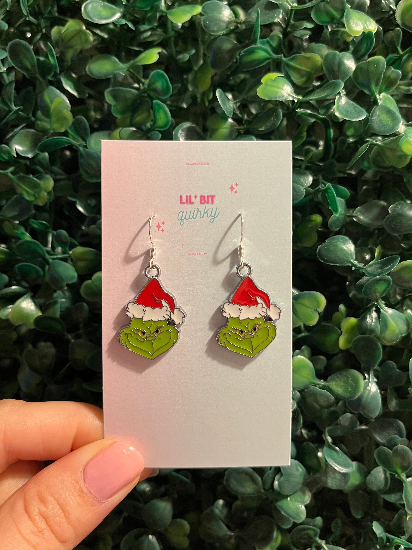 Grinchy Christmassy 925 sterling silver hook earrings