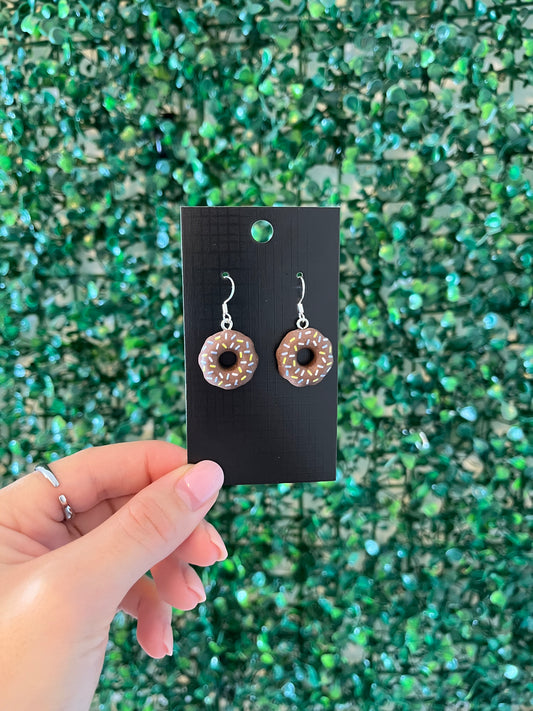 Cute donut sprinkle 925 sterling silver hook earrings.