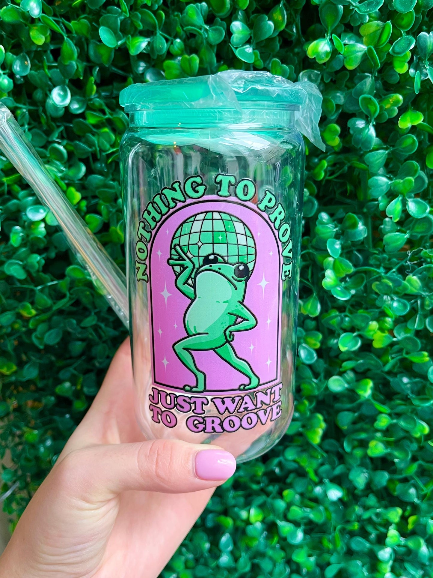 Funny quote dancing froggy friend 16oz plastic libbey cup tumbler with straw.