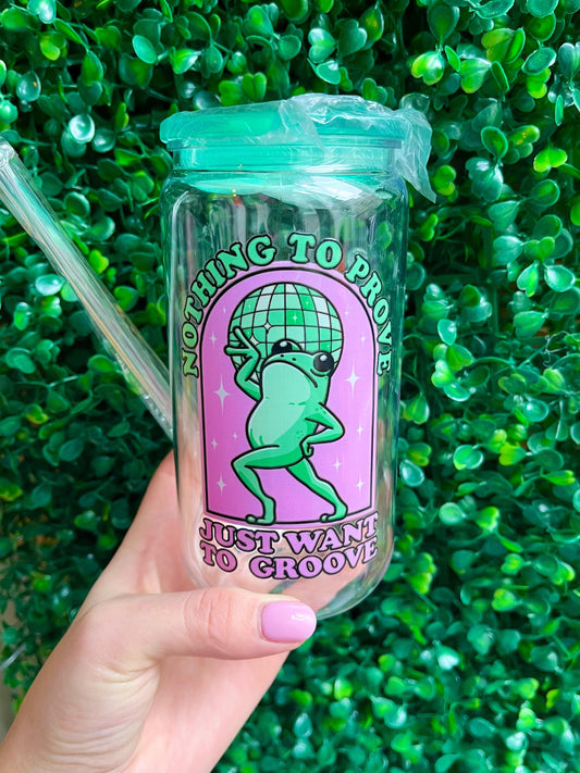 Funny quote dancing froggy friend 16oz plastic libbey cup tumbler with straw.