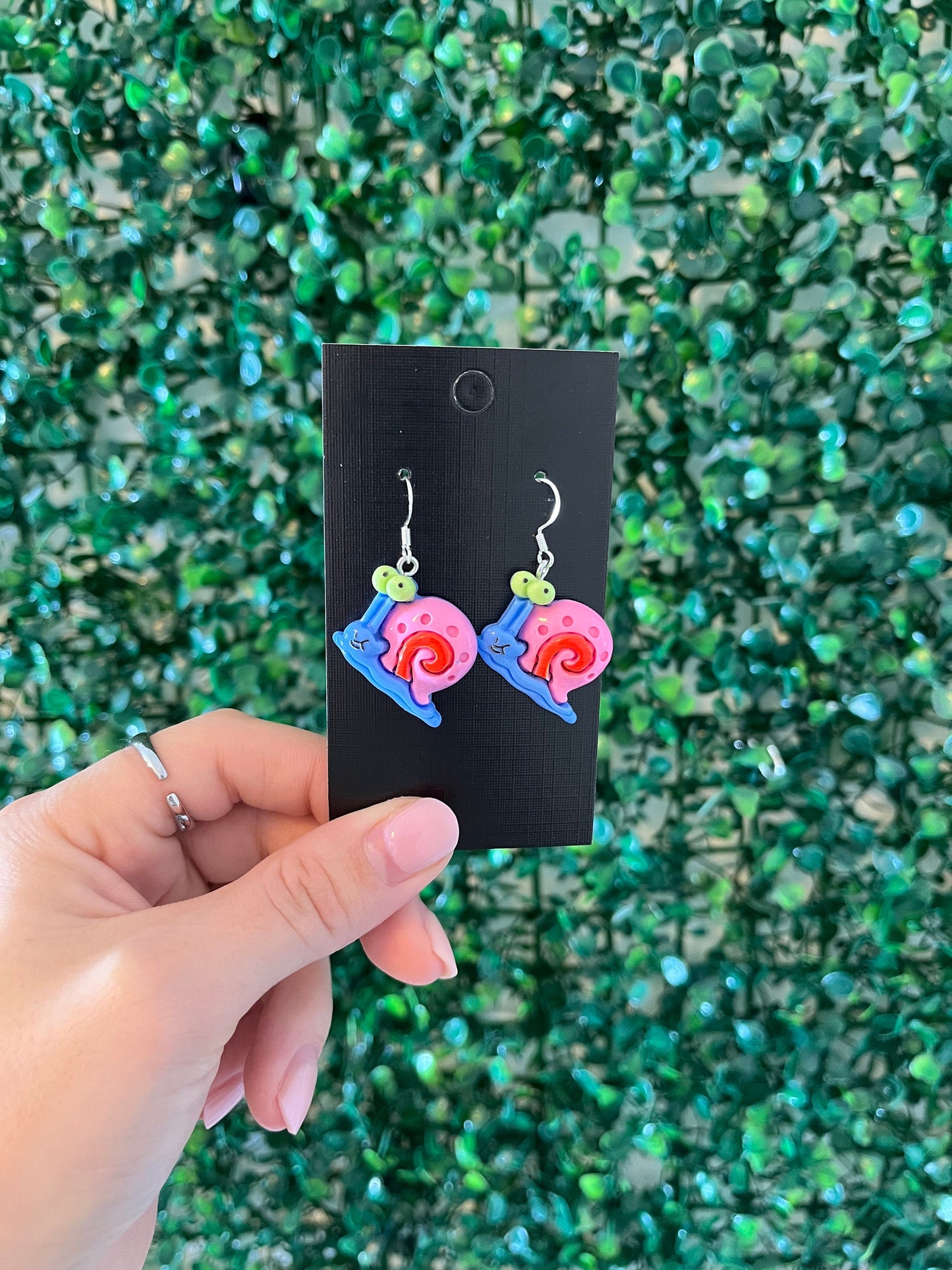 Yellow pink red and green character 925 sterling silver earrings