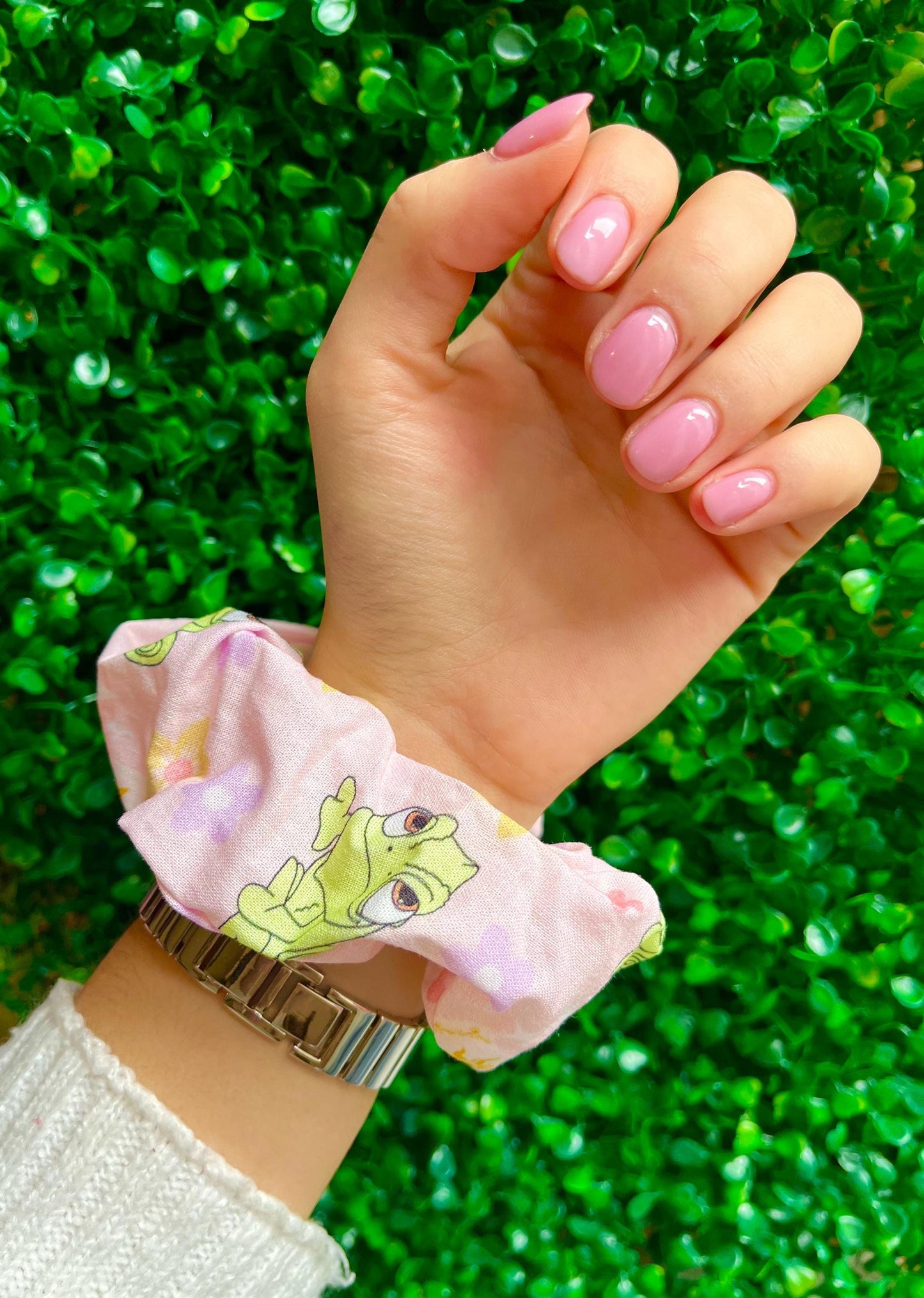Handmade cute floral animal lizard friend elastic thick hair friendly hair scrunchie.