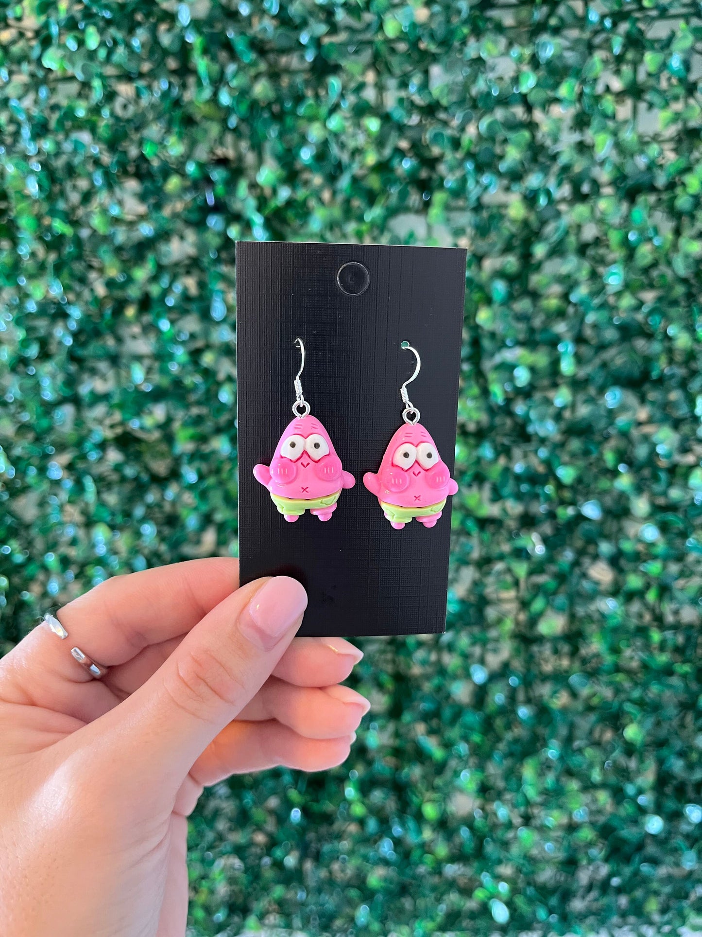 Yellow pink red and green character 925 sterling silver earrings